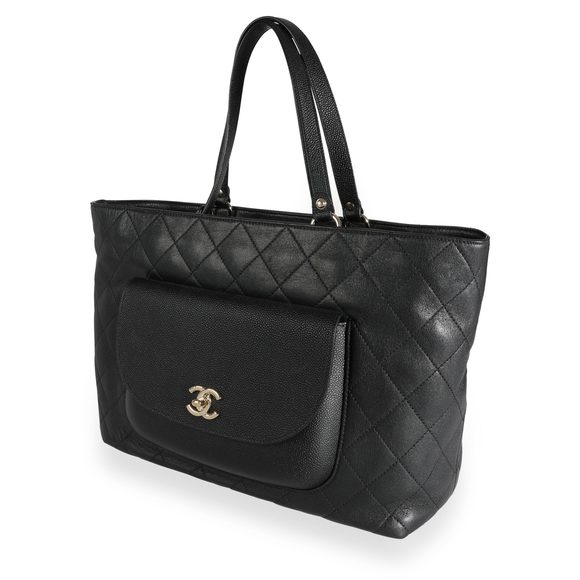 Chanel Black Quilted Calfskin & Caviar Daily Round Tote - Picture 2 of 7